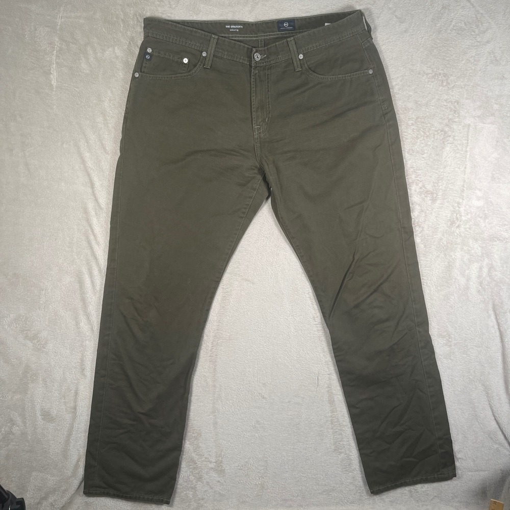 AG Adriano Goldschmied Jeans The Graduate Tailored Leg Mens 36 Olive Green